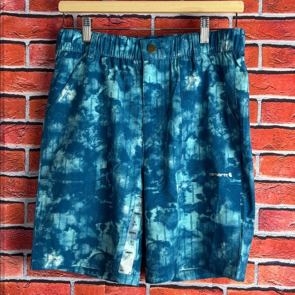 Carhartt Boys Blue Tie-Dye Shorts in Deep Lagoon Blue Size XL (18-20) NWOT - Picture 1 of 7